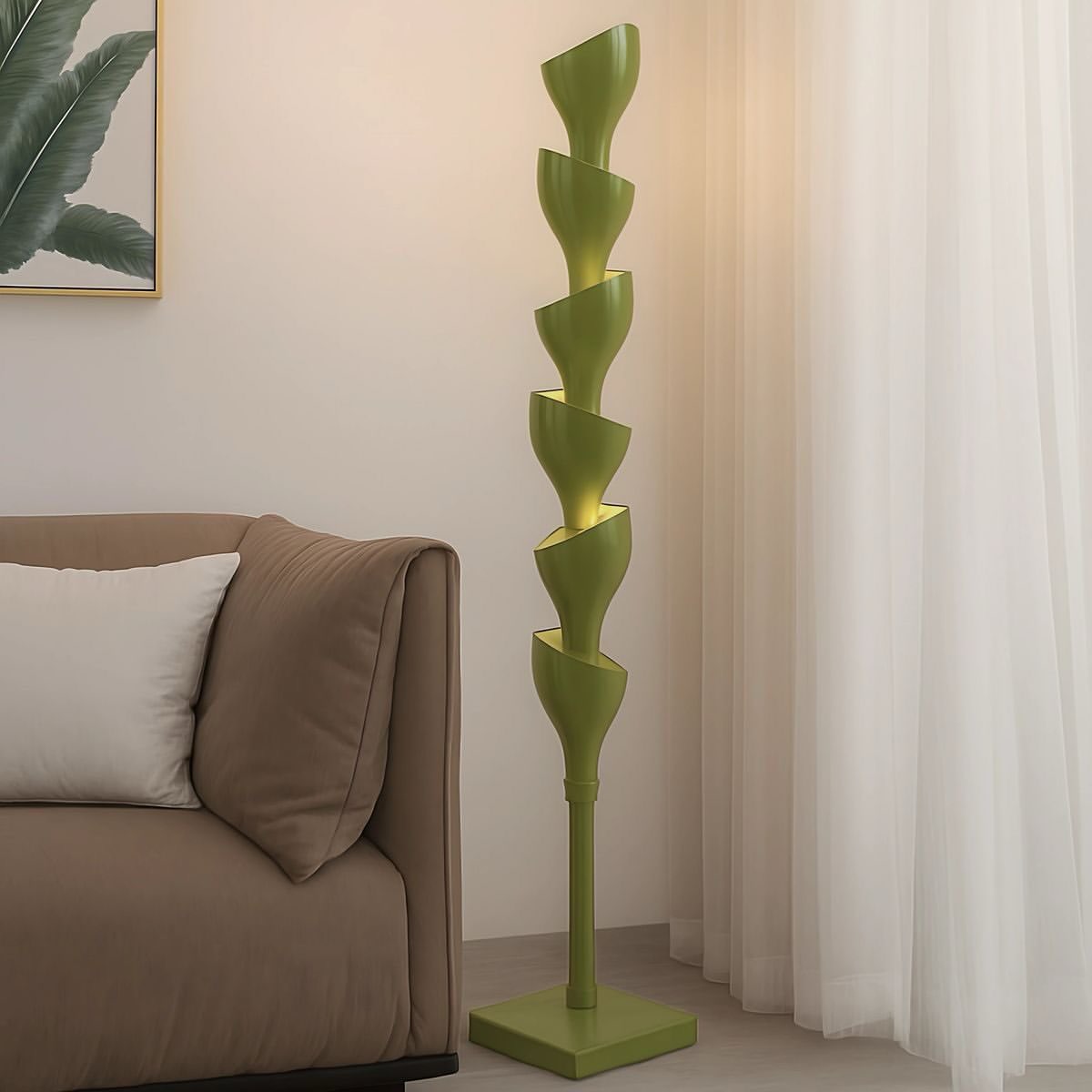 Spiral Petal Floor Lamp — Olive